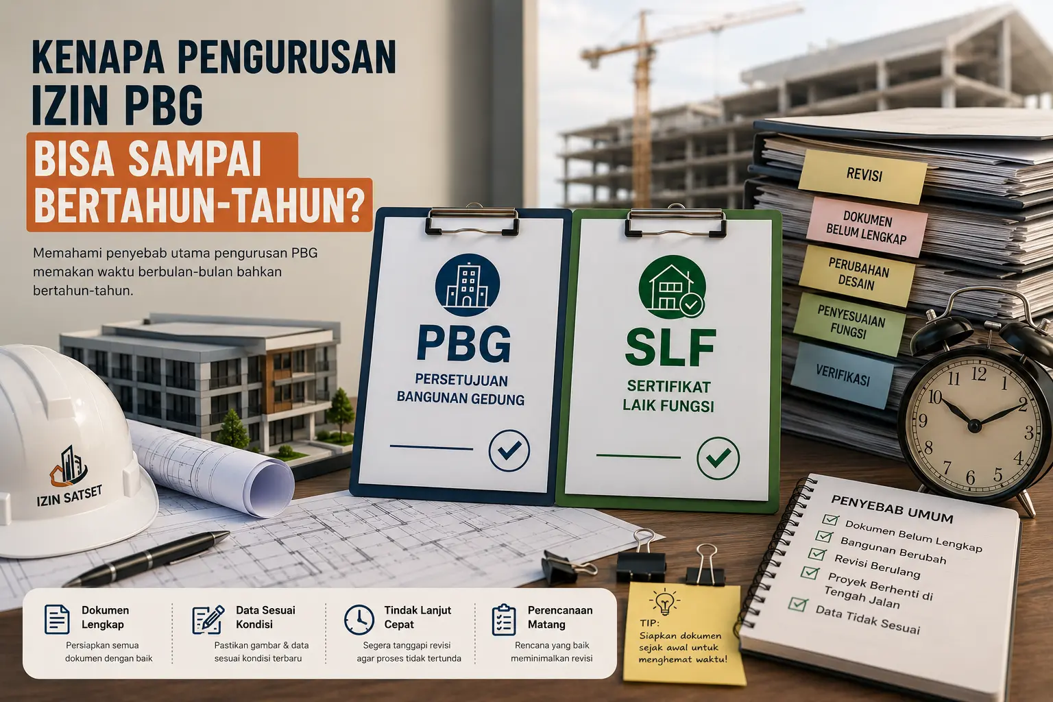 Ilustrasi bangunan dan dokumen perizinan